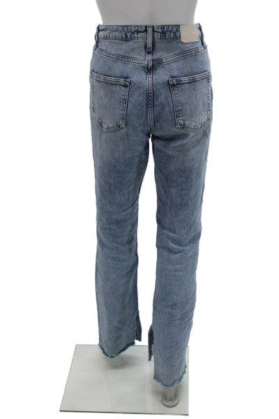 Zara Womens Mom Straight High Rise Light Blue Jeans Size 2