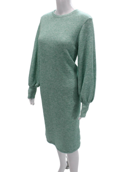Zara Womens Green Striped Sweater Dress Long Sleeve Size S