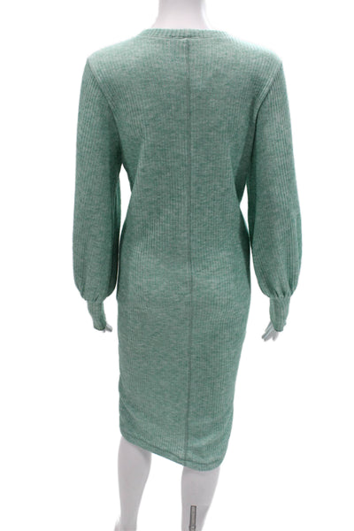 Zara Womens Green Striped Sweater Dress Long Sleeve Size S