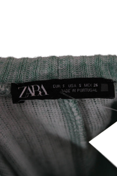 Zara Womens Green Striped Sweater Dress Long Sleeve Size S