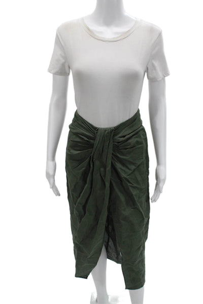 Zara Womens Tulip Wrap Skirt Green Long Size XS