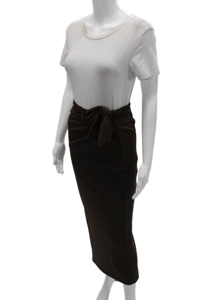 Zara Womens Brown Straight Pencil Wrap Long Skirt 100% Polyester Size XS