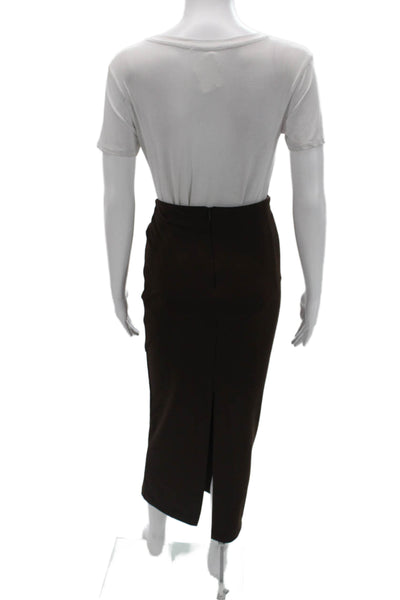 Zara Womens Brown Straight Pencil Wrap Long Skirt 100% Polyester Size XS