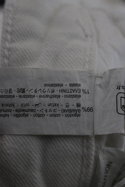 Zara Unisex White Solid Cotton Elastane Shorts Size 10