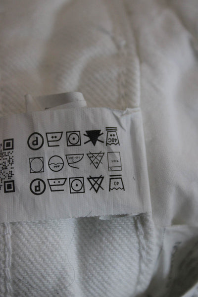 Zara Unisex White Solid Cotton Elastane Shorts Size 10