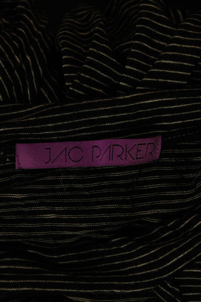 Jac Parker Womens Striped Long Sleeve Top Black Poly Nylon Blend Grunge Size S