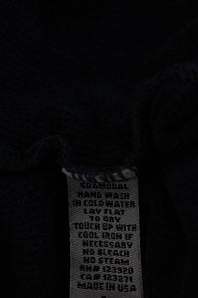LA Made Womens Long Sleeve Round Neck Basic Top Dark Blue Size L