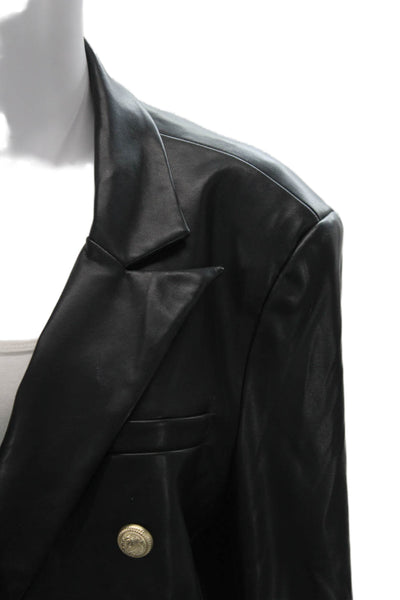 Generation Love Women Black Biker Collared Button Blazer Polyurethane Size 2XL