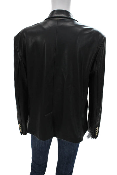 Generation Love Women Black Biker Collared Button Blazer Polyurethane Size 2XL
