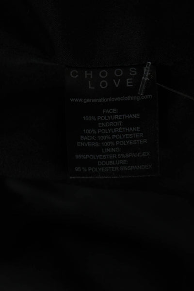 Generation Love Women Black Biker Collared Button Blazer Polyurethane Size 2XL