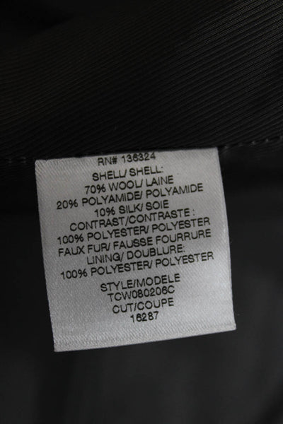 Halston Heritage Women Overcoat Gray Wool Collared Long Sleeve Designer Size XL