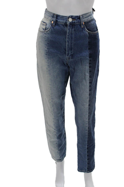 BLANKNYC Womens Tapered Mom Jeans Blue High Rise Button 100% Cotton Size 27