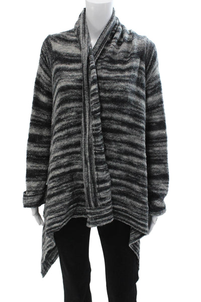 White + Warren Unisex Cardigan Black Striped Tie Closure Long Sleeve Size S