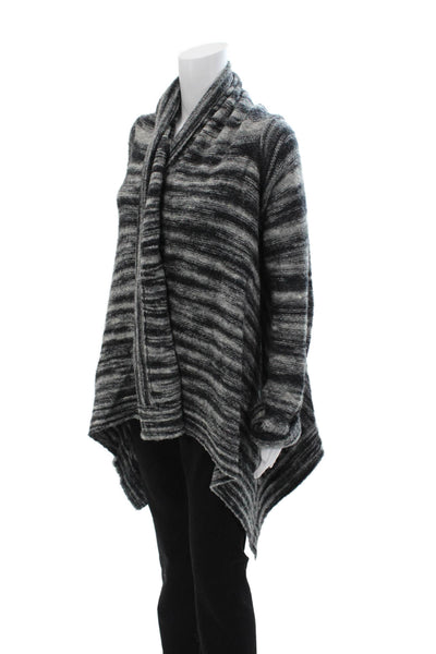 White + Warren Unisex Cardigan Black Striped Tie Closure Long Sleeve Size S