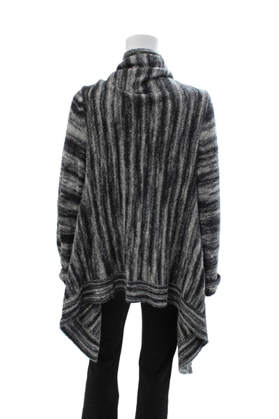 White + Warren Unisex Cardigan Black Striped Tie Closure Long Sleeve Size S