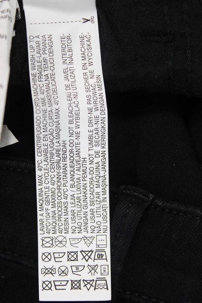 Zara Womens Black Ankle Cropped Jeans Mid Rise Button Size 10