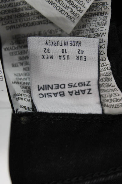 Zara Womens Black Ankle Cropped Jeans Mid Rise Button Size 10