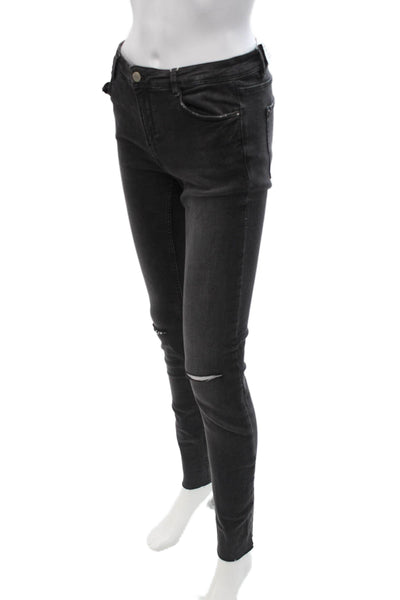 Zara Womens Skinny Ankle Mid Rise Black Cotton Elastane Jeans Size 10