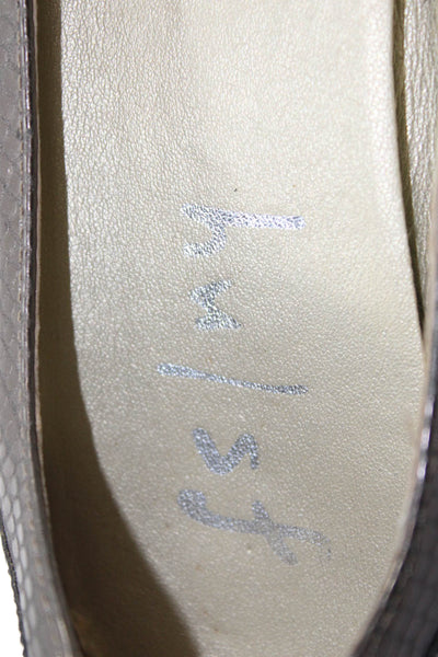FS/NY Womens Metallic Snakeskin Printed Trim Ballet Flats Brown Leather Size 8