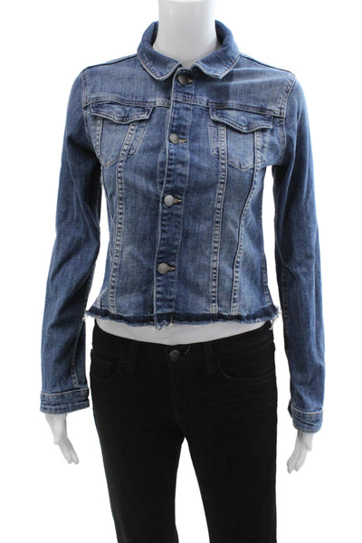 DL 1961 Women Blue Collared Button Long Sleeve Jacket 90s Cotton Size L