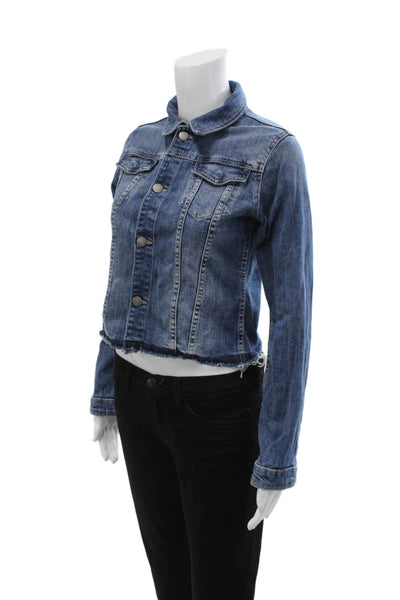 DL 1961 Women Blue Collared Button Long Sleeve Jacket 90s Cotton Size L