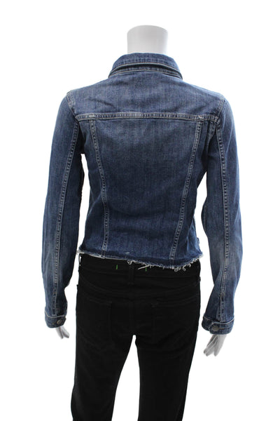 DL 1961 Women Blue Collared Button Long Sleeve Jacket 90s Cotton Size L