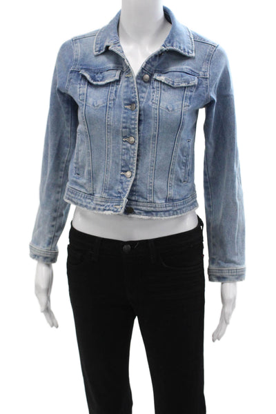 Tractr Womens 90s Light Blue Collared Button Jacket 99% Cotton Size L