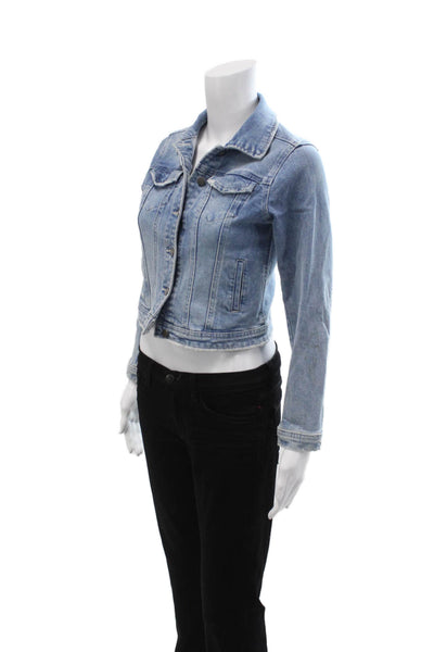 Tractr Womens 90s Light Blue Collared Button Jacket 99% Cotton Size L