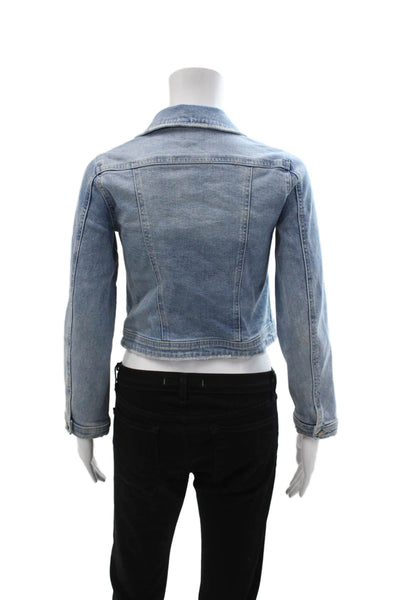 Tractr Womens 90s Light Blue Collared Button Jacket 99% Cotton Size L