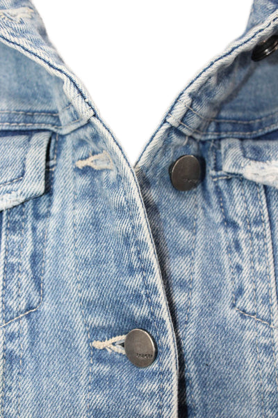 Tractr Womens 90s Light Blue Collared Button Jacket 99% Cotton Size L