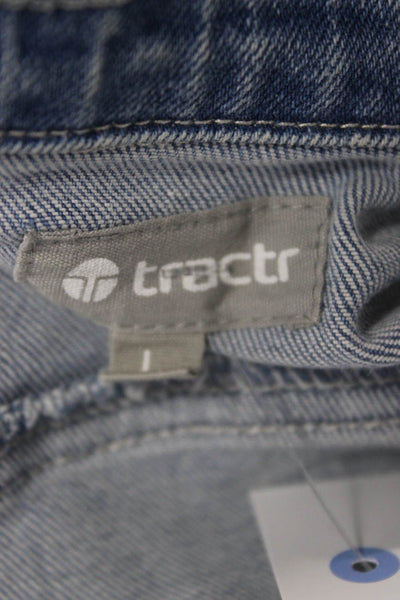 Tractr Womens 90s Light Blue Collared Button Jacket 99% Cotton Size L