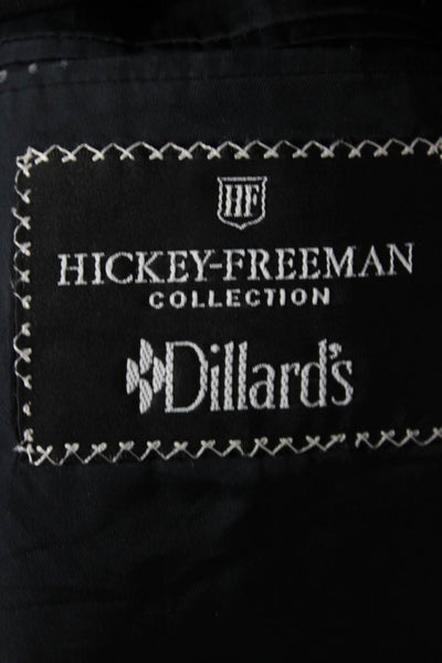 Hickey Freeman Mens Dark Blue Striped 100% Wool Suit Jacket Button Size 42