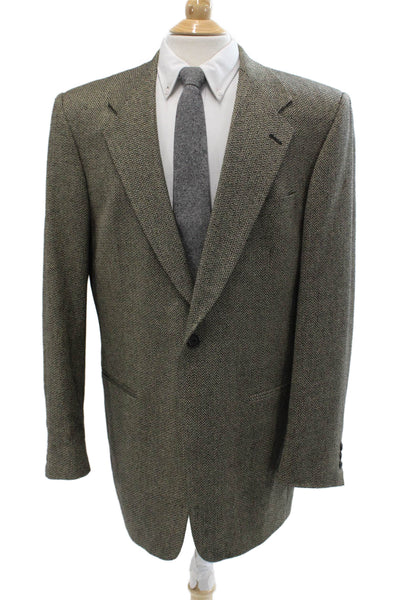 Monsieur Givenchy Mens Gray Herringbone Sport Coat 83% Wool 17% Silk Size 42