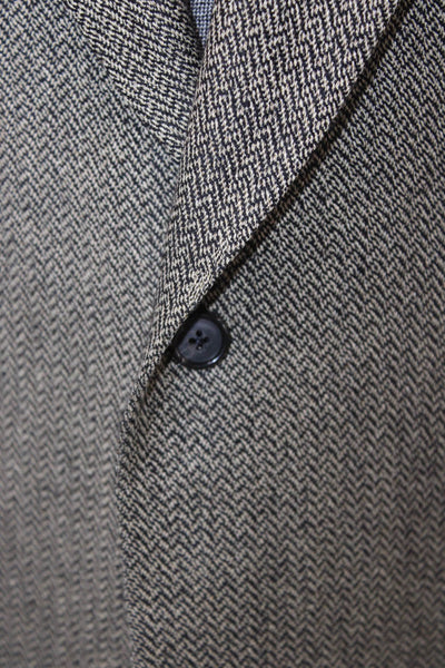 Monsieur Givenchy Mens Gray Herringbone Sport Coat 83% Wool 17% Silk Size 42