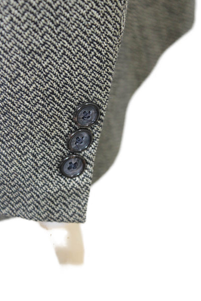 Monsieur Givenchy Mens Gray Herringbone Sport Coat 83% Wool 17% Silk Size 42