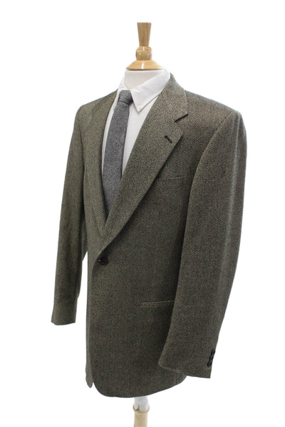 Monsieur Givenchy Mens Gray Herringbone Sport Coat 83% Wool 17% Silk Size 42