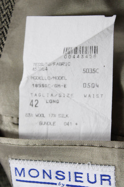 Monsieur Givenchy Mens Gray Herringbone Sport Coat 83% Wool 17% Silk Size 42