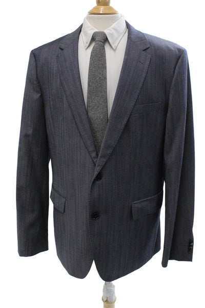 Hugo Hugo Boss Men Gray Virgin Wool Suit Jacket Button Collared Classic Size 46