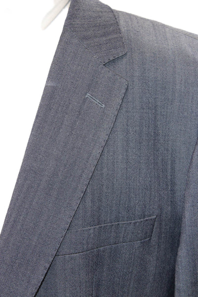 Hugo Hugo Boss Men Gray Virgin Wool Suit Jacket Button Collared Classic Size 46