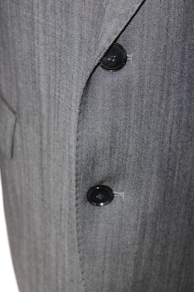 Hugo Hugo Boss Men Gray Virgin Wool Suit Jacket Button Collared Classic Size 46
