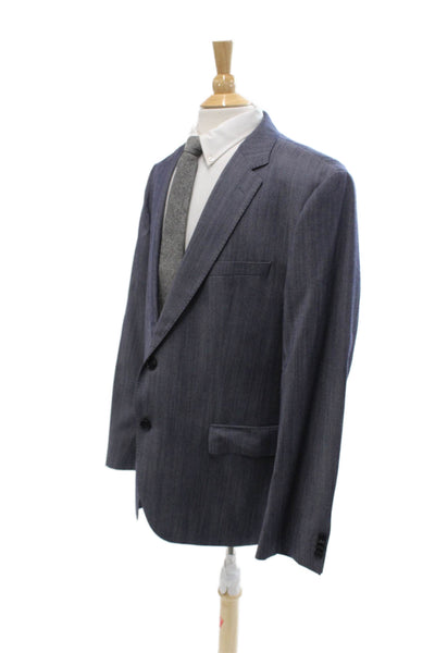Hugo Hugo Boss Men Gray Virgin Wool Suit Jacket Button Collared Classic Size 46