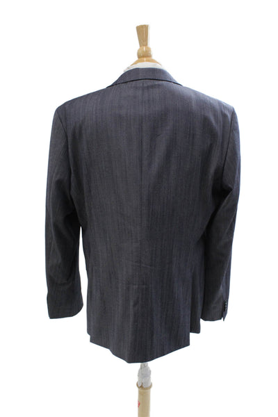 Hugo Hugo Boss Men Gray Virgin Wool Suit Jacket Button Collared Classic Size 46