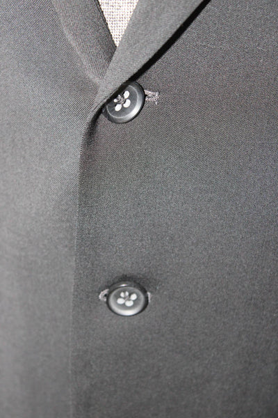 Lanificio Mens Classic Black Wool Suit Jacket Button Long Sleeve Size 40