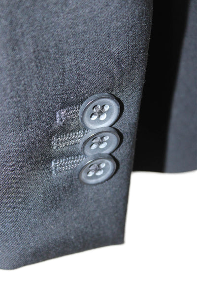 Lanificio Mens Classic Black Wool Suit Jacket Button Long Sleeve Size 40