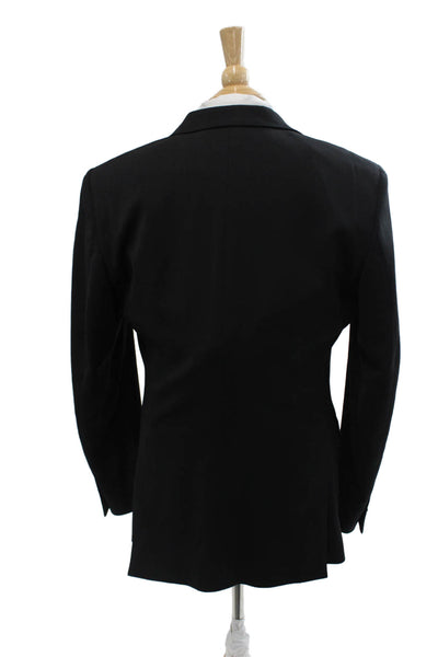 Lanificio Mens Classic Black Wool Suit Jacket Button Long Sleeve Size 40
