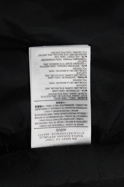 Lanificio Mens Classic Black Wool Suit Jacket Button Long Sleeve Size 40