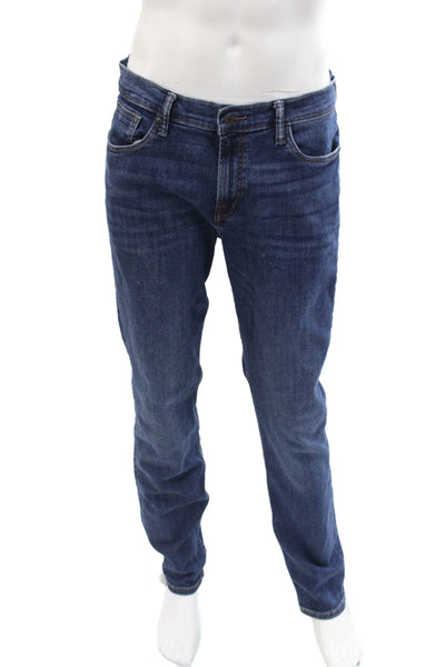 Rising Sun Mens Dark Blue Straight Jeans Button Fly Classic Size 33