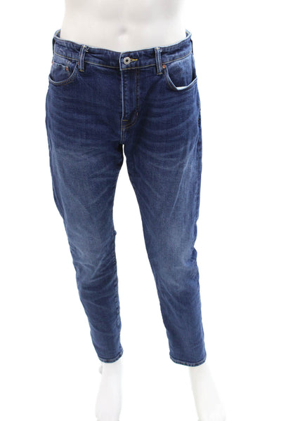 Flint and Tinder Mens Dark Blue Straight Tapered Jeans Size 32