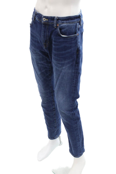 Flint and Tinder Mens Dark Blue Straight Tapered Jeans Size 32