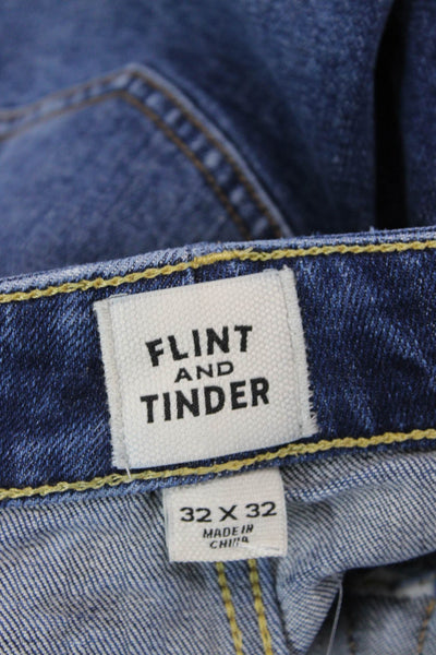 Flint and Tinder Mens Dark Blue Straight Tapered Jeans Size 32